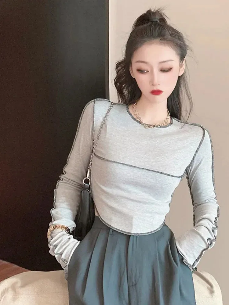 All-match Skinny O-neck Long Sleeve Tee